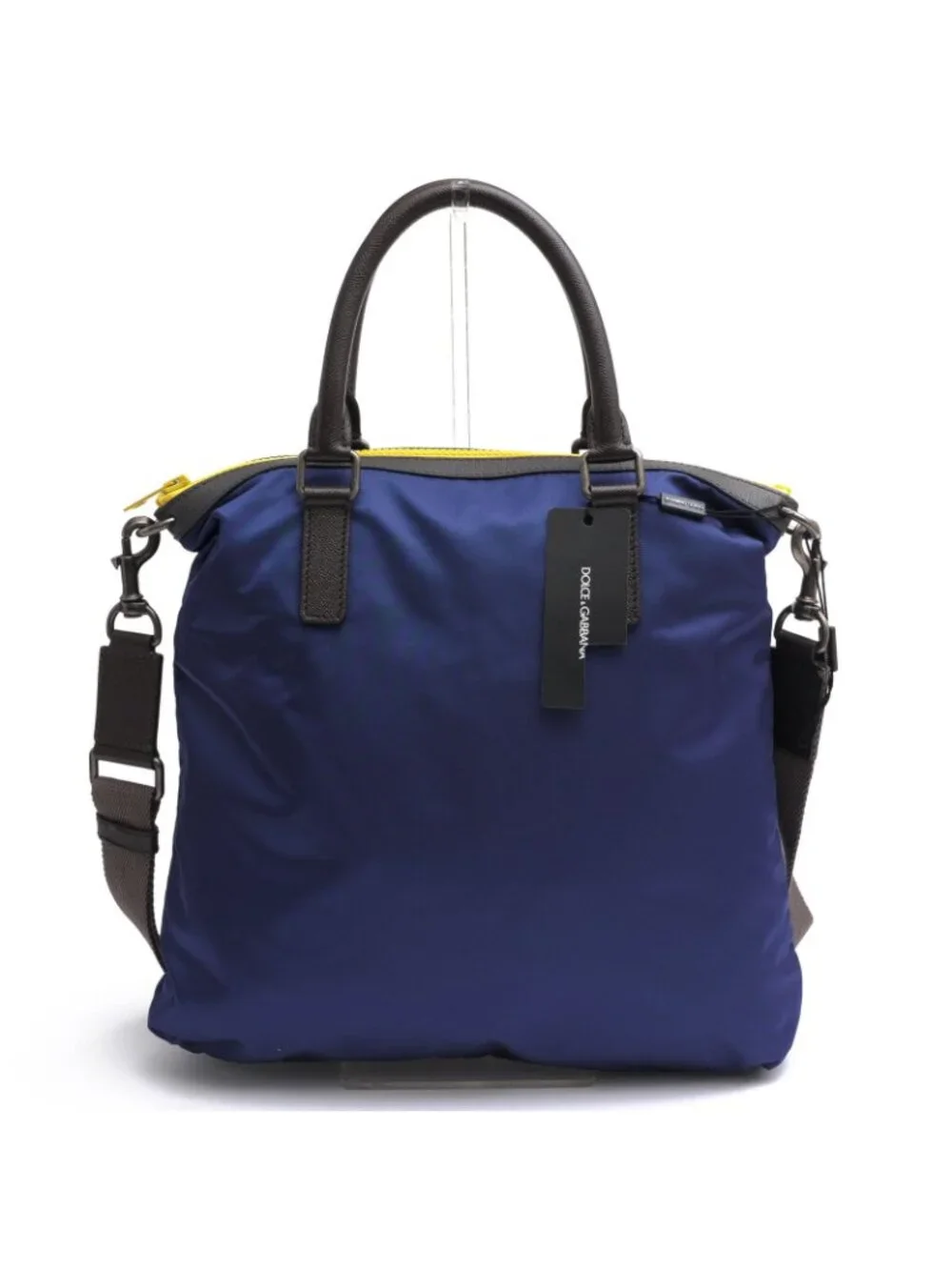 Dolce & Gabbana Tote Nylon Leather Blue Shopping Cot Dauphine